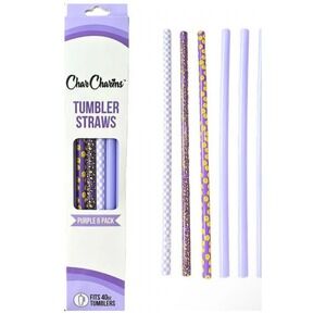 CharCharms Purple 6pk Reusable‎ Straws For 40oz Tumbler NEW